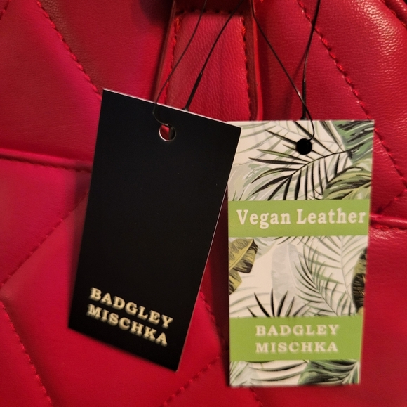 Badgley Mischka Red Quilted Handbag w/Detachable & Adjustable Strap, 11×9×6, NWT - Picture 5 of 10